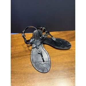 coach pansy A0925 jelly color black sz 7B flat sandals